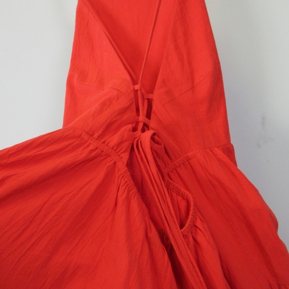 RNWY Runaway Remy Maxi Tank Dress XXL Orange Cotton Tiered Tie Boho Summer 510 - Picture 8 of 12